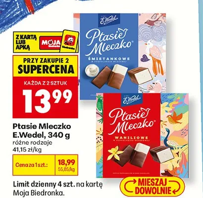 Ptasie Mleczko E.Wedel śmietankowe w czekoladzie mlecznej promocja w Biedronka