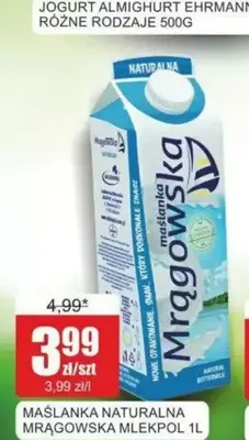 Maślanka naturalna Mrągowska Mlekpol promocja w Bingo
