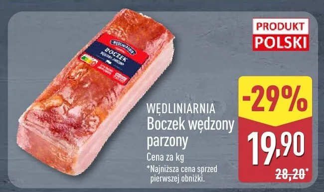 Boczek wędzony parzony promocja w Aldi