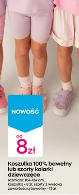 Koszulka 100% bawełny lub szorty dziewczęce promocja w Pepco