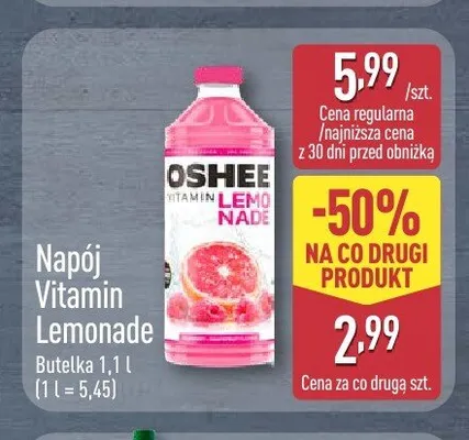 Napój Vitamin Lemonade Oshee promocja w Aldi