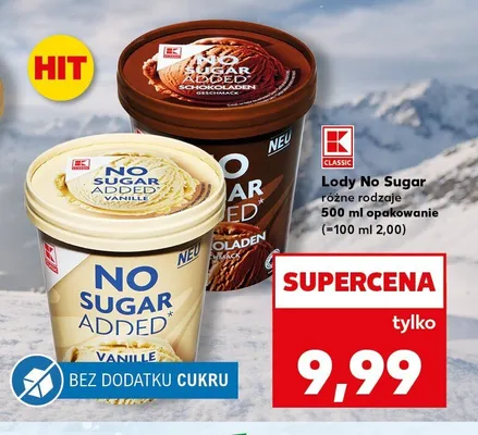Lody No Sugar Added Vanille K-Classic promocja w Kaufland