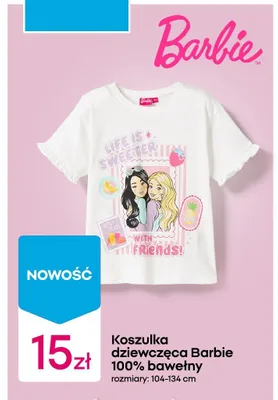 Koszulka dziewczęca Barbie 100% bawełny promocja w Pepco