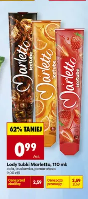 Lody tubki Marletto pomarańcza promocja w Biedronka
