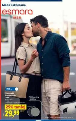 Bermudy męskie z lnem Esmara Men promocja w Lidl