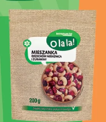 Mieszanka orzechów nerkowca i żurawiny O la la! promocja w Intermarche