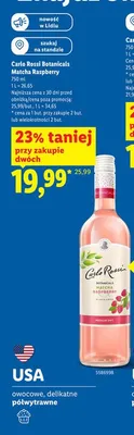 Wino Carlo Rossi Botanicals Matcha Raspberry promocja w Lidl