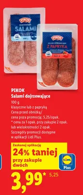 Salami dojrzewające klasyczne lub z papryką promocja w Lidl