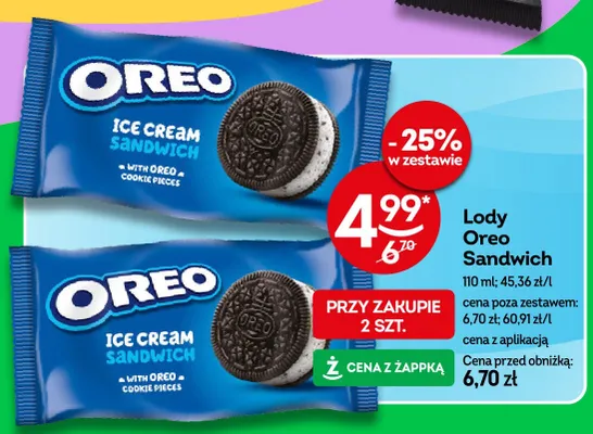 Lody Oreo Sandwich promocja w Żabka