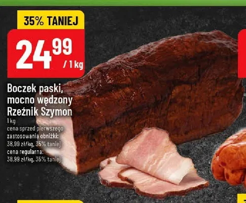 Boczek paski mocno wędzony Rzeźnik Szymon promocja w POLOmarket