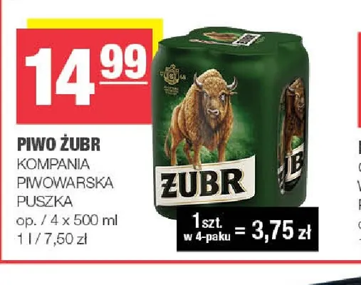 Piwo Żubr 4-pak 500 ml promocja w SPAR