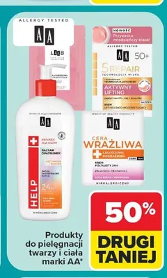 Krem do twarzy AA 50+ Repair Aktywny Lifting promocja w Carrefour