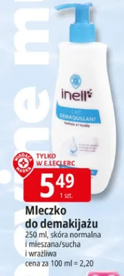 Mleczko do demakijażu inell skóra normalna i mieszana/sucha i wrażliwa promocja w Leclerc