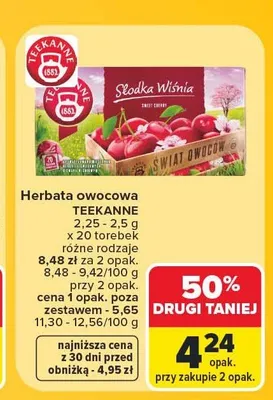 Herbata owocowa Teekanne Słodka Wiśnia promocja w Carrefour