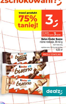 Baton Kinder Bueno Dark promocja w Dealz