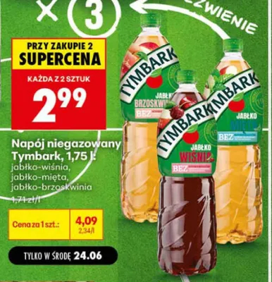 Napój niegazowany Tymbark jabłko-wiśnia promocja w Biedronka