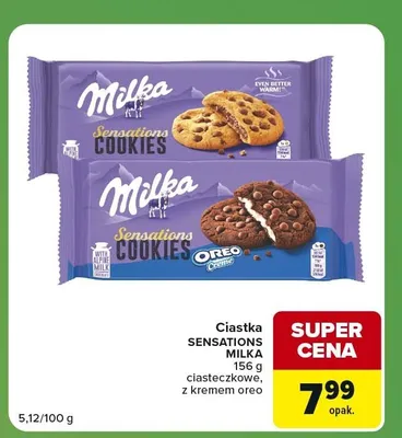 Ciastka Milka Sensations Cookies Oreo Creme promocja w Carrefour Express