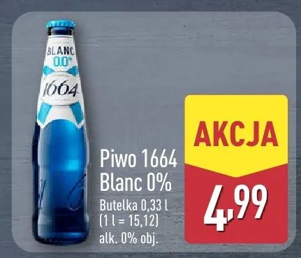 Piwo 1664 Blanc 0% promocja w Aldi