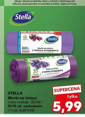 Worki na śmieci Stella z taśmą ściągającą o zapachu lawendy 60 l promocja w Kaufland