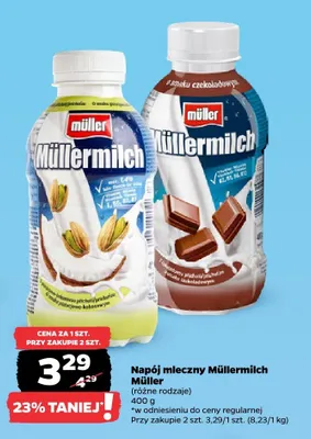 Napój mleczny Müller Müllermilch o smaku pistacjowo-kokosowym promocja w Netto