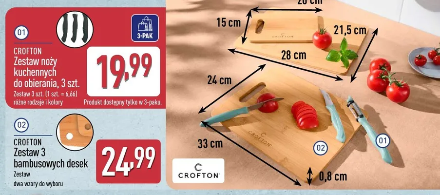 Zestaw noży kuchennych do obierania CROFTON 3-pak promocja w Aldi