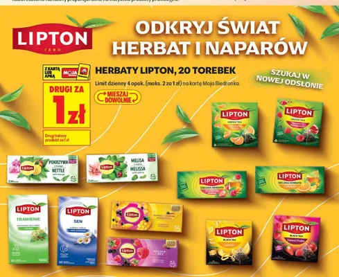 Herbata zielona Lipton Truskawka Malina promocja w Biedronka