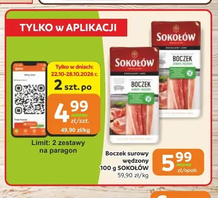 Boczek surowy wędzony Sokołów promocja w Gama