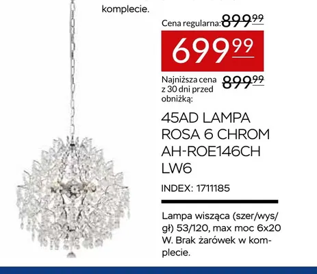 45AD Lampa Rosa 6 chrom AH-ROE146CH LW6 promocja w Abra Meble