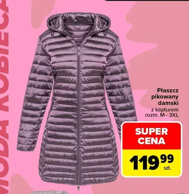 Płaszcz pikowany damski z kapturem TEX promocja w Carrefour
