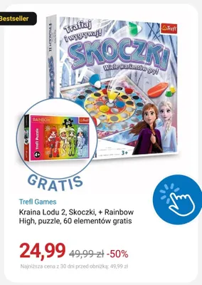 Zestaw gra Skoczki Kraina Lodu 2 + puzzle Rainbow High 60 elementów Trefl Games promocja w Smyk