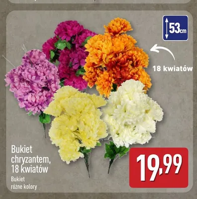 Bukiet chryzantem 18 kwiatów promocja w Aldi