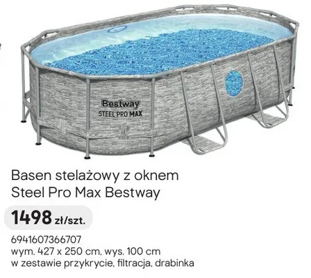 Basen stelażowy z oknem Steel Pro Max w zestawie przykrycie, filtracja, drabinka promocja w Castorama