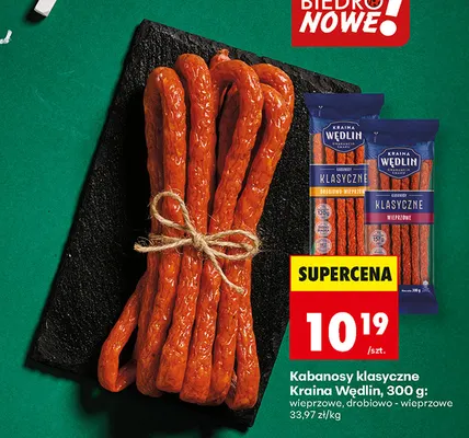 Kabanosy klasyczne Kraina Wędlin drobiowo-wieprzowe promocja w Biedronka