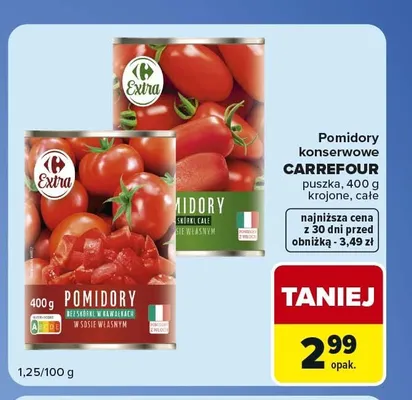 Pomidory konserwowe całe Carrefour Extra promocja w Carrefour Market
