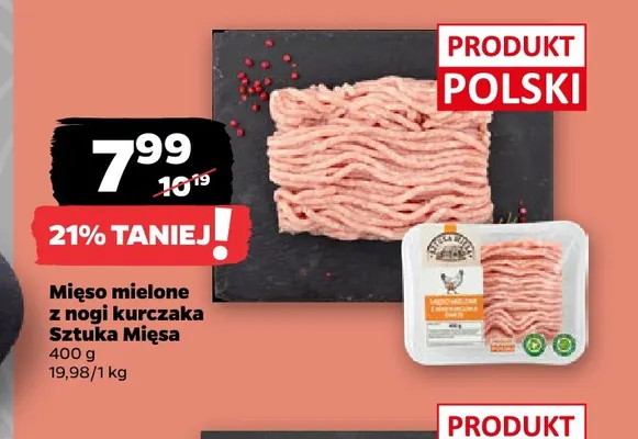 Mięso mielone z nogi kurczaka Sztuka Mięsa promocja w Netto
