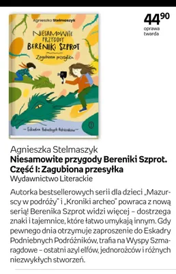 Książka Niesamowite przygody Bereniki Szprot. Część I: Zagubiona przesyłka Agnieszka Stelmaszyk oprawa twarda Wydawnictwo Literackie promocja w Empik