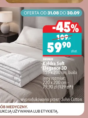 Kołdra Soft Elegance 3D 220x200 cm biała Smukee promocja w Biedronka Home