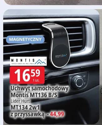 Uchwyt samochodowy Montis MT134 2w1 z przyssawką promocja w Leclerc