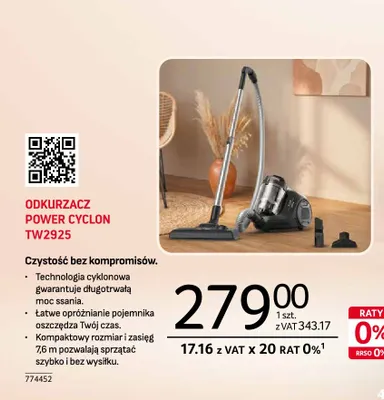 Odkurzacz Power Cyclon TW2925 Tefal promocja w Selgros