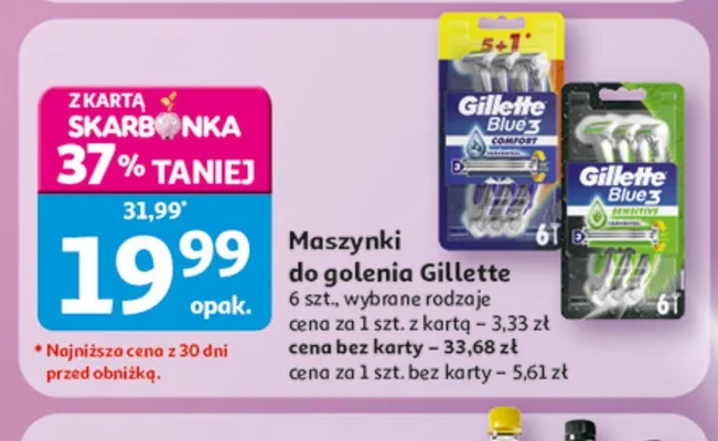 Maszynki do golenia Gillette Blue3 Sensitive 6-pak promocja w Auchan