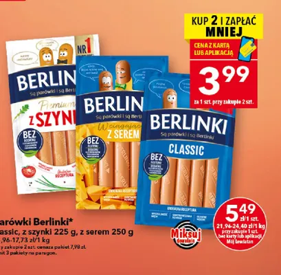 Parówki Berlinki classic promocja w LEWIATAN