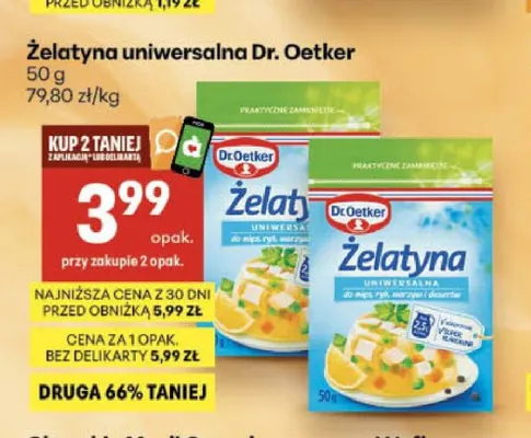 Żelatyna uniwersalna Dr.Oetker promocja w Delikatesy Centrum