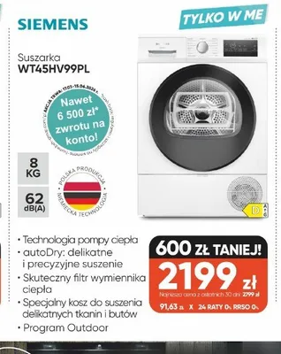 Suszarka SIEMENS WT45HV99PL promocja w Max Elektro