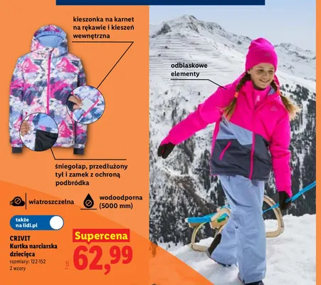 Kurtka narciarska dziecięca Crivit promocja w Lidl