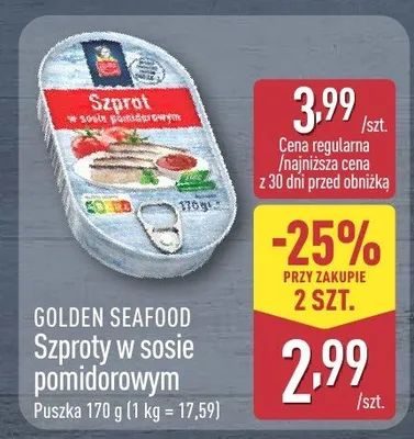Szproty w sosie pomidorowym promocja w Aldi