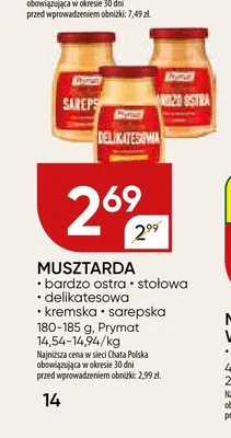 Musztarda bardzo ostra Prymat promocja w Chata Polska