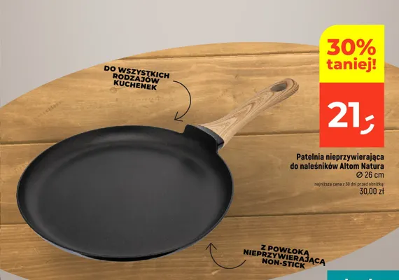 Patelnia nieprzywierająca do naleśników Altom Natura Ø26 cm promocja w Dealz