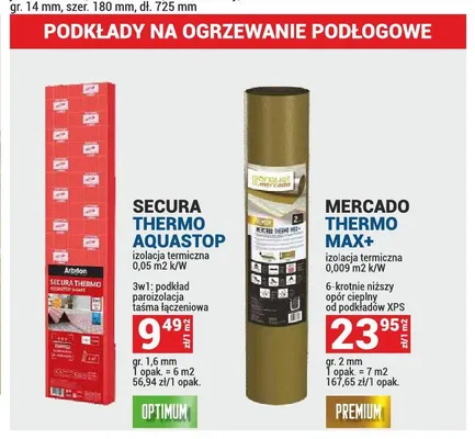 Podkłady na ogrzewanie podłogowe promocja w Merkury Market