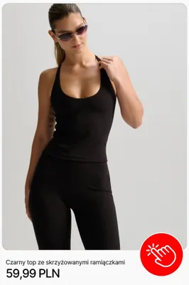 Top damski Cropp czarny ze skrzyżowanymi ramiączkami promocja w Cropp