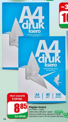 Papier ksero A4 500k promocja w Dino